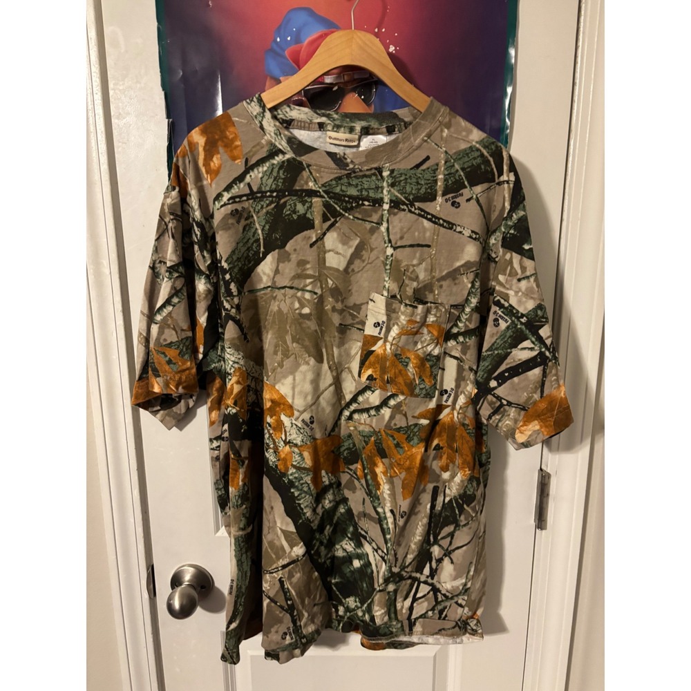 Outfitters Ridge Mens Fusion 3-D Camo Pocket T-Shirt XL Green Brown Hunting Tee
